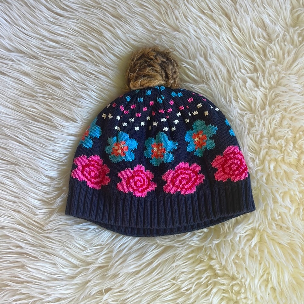 Hanna Andersson Knit Hat with Faux Fur Pompom